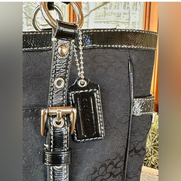 COACH BLACK SIGNATURE GALLERY TOTE VINTAGE - Picture 4 of 5
